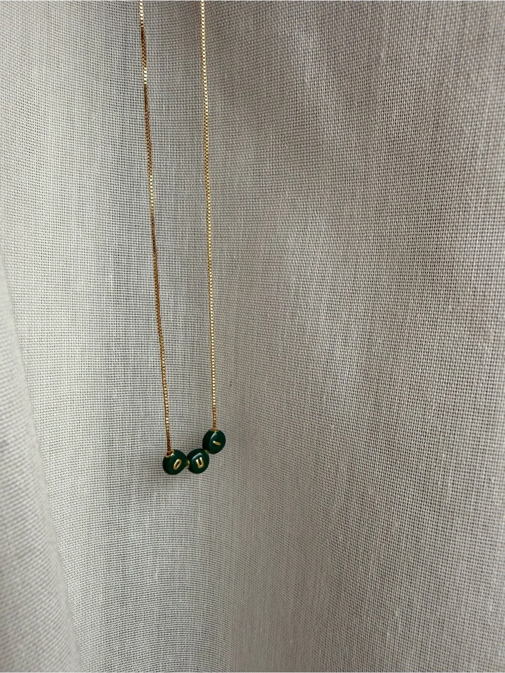 Clare V Gold Necklace with Green Bead Accents